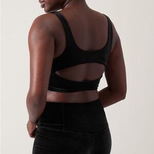 Athleta Velvet Cut Out Crop Black Size Large